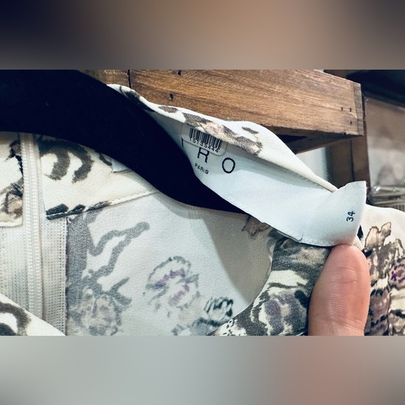 IRO Sakari Wrap Effect Printed Crepe de Chine Blouse Mock Neck FR 34 (US2) - Picture 10 of 13